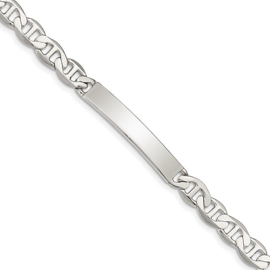 7 Inch Sterling Silver Polished Engraveable Anchor Link Id Bracelet