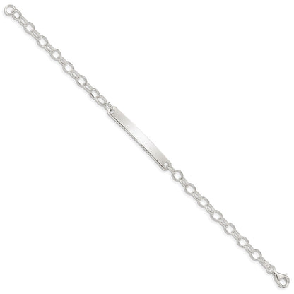 7.5 Inch Sterling Silver Small Oval Rolo Link Id Bracelet