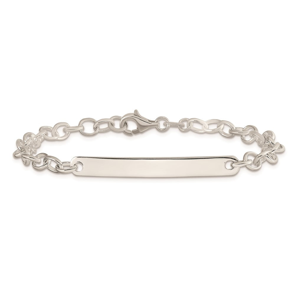 7.5 Inch Sterling Silver Small Oval Rolo Link Id Bracelet