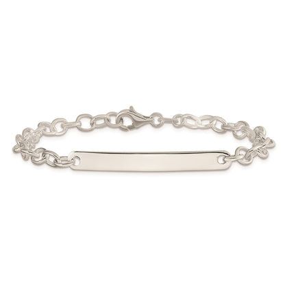 7.5 Inch Sterling Silver Small Oval Rolo Link Id Bracelet