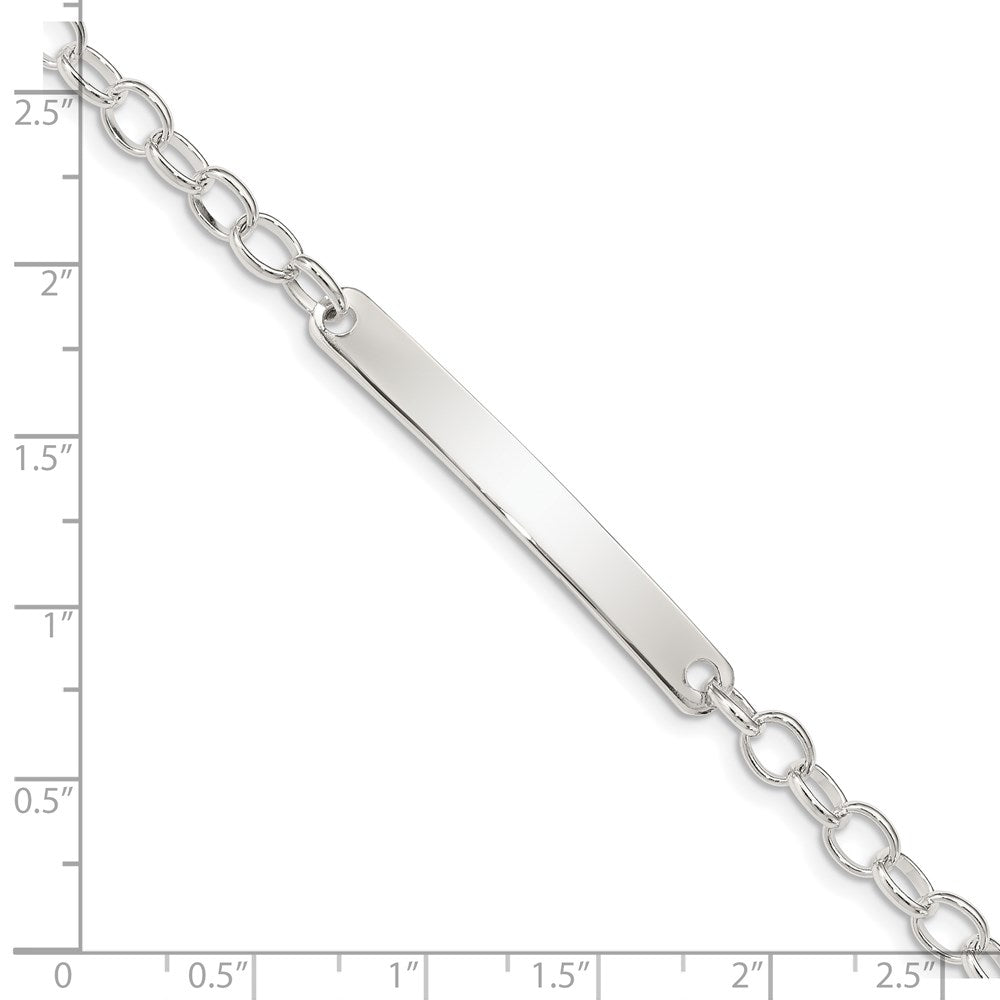 7.5 Inch Sterling Silver Small Oval Rolo Link Id Bracelet