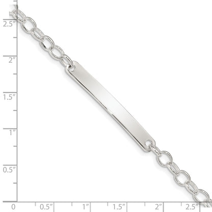 7.5 Inch Sterling Silver Small Oval Rolo Link Id Bracelet