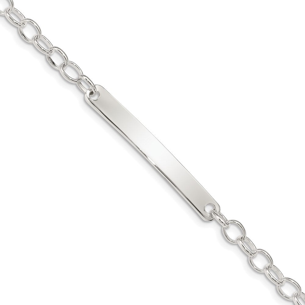 7.5 Inch Sterling Silver Small Oval Rolo Link Id Bracelet