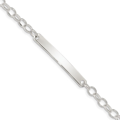 7.5 Inch Sterling Silver Small Oval Rolo Link Id Bracelet