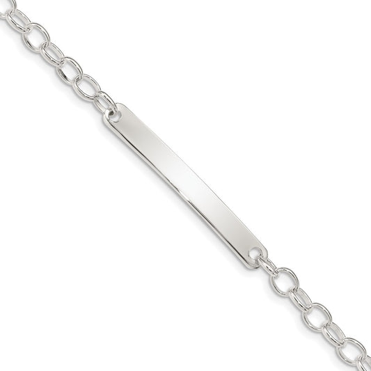 7.5 Inch Sterling Silver Small Oval Rolo Link Id Bracelet