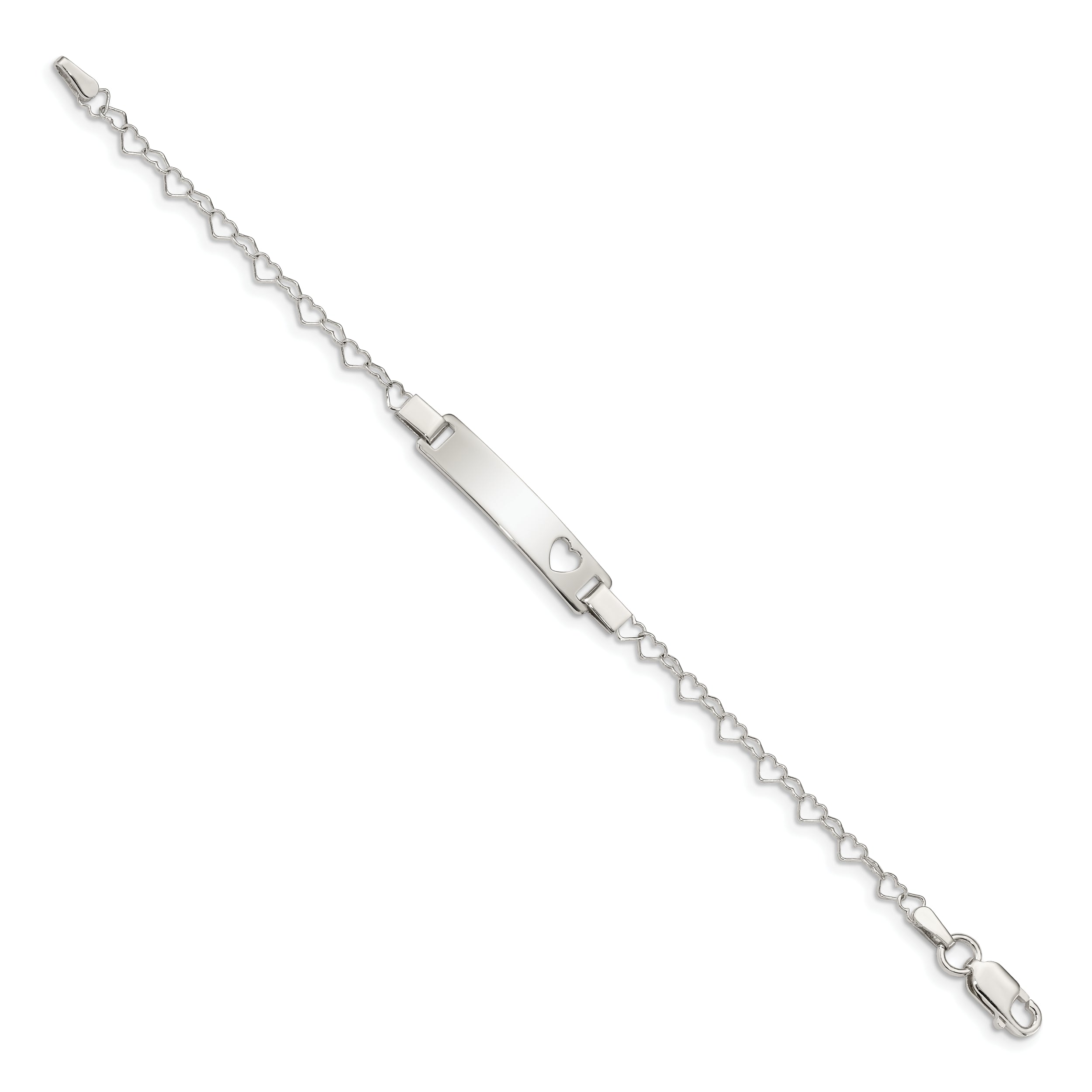 6 Inch Sterling Silver Heart Baby Id Bracelet