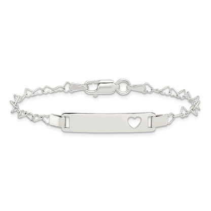 6 Inch Sterling Silver Heart Baby Id Bracelet