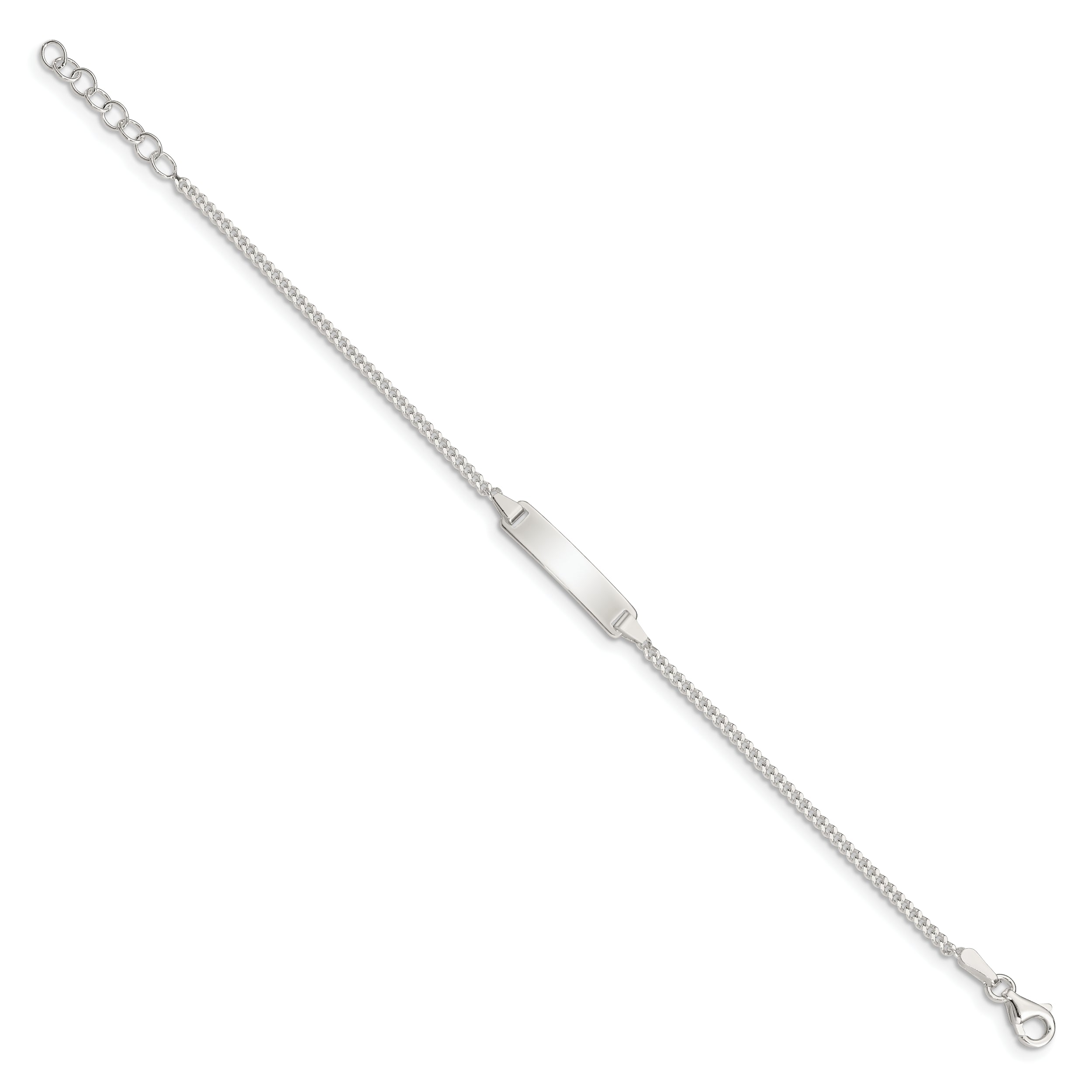 5.5 Inch Sterling Silver Polished Id Plate With .75In Ext. Children'S Bracelet
