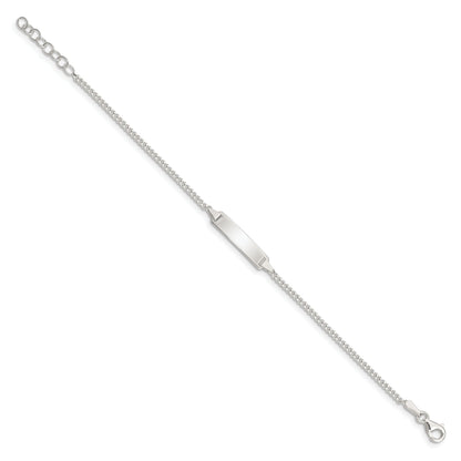 5.5 Inch Sterling Silver Polished Id Plate With .75In Ext. Children'S Bracelet