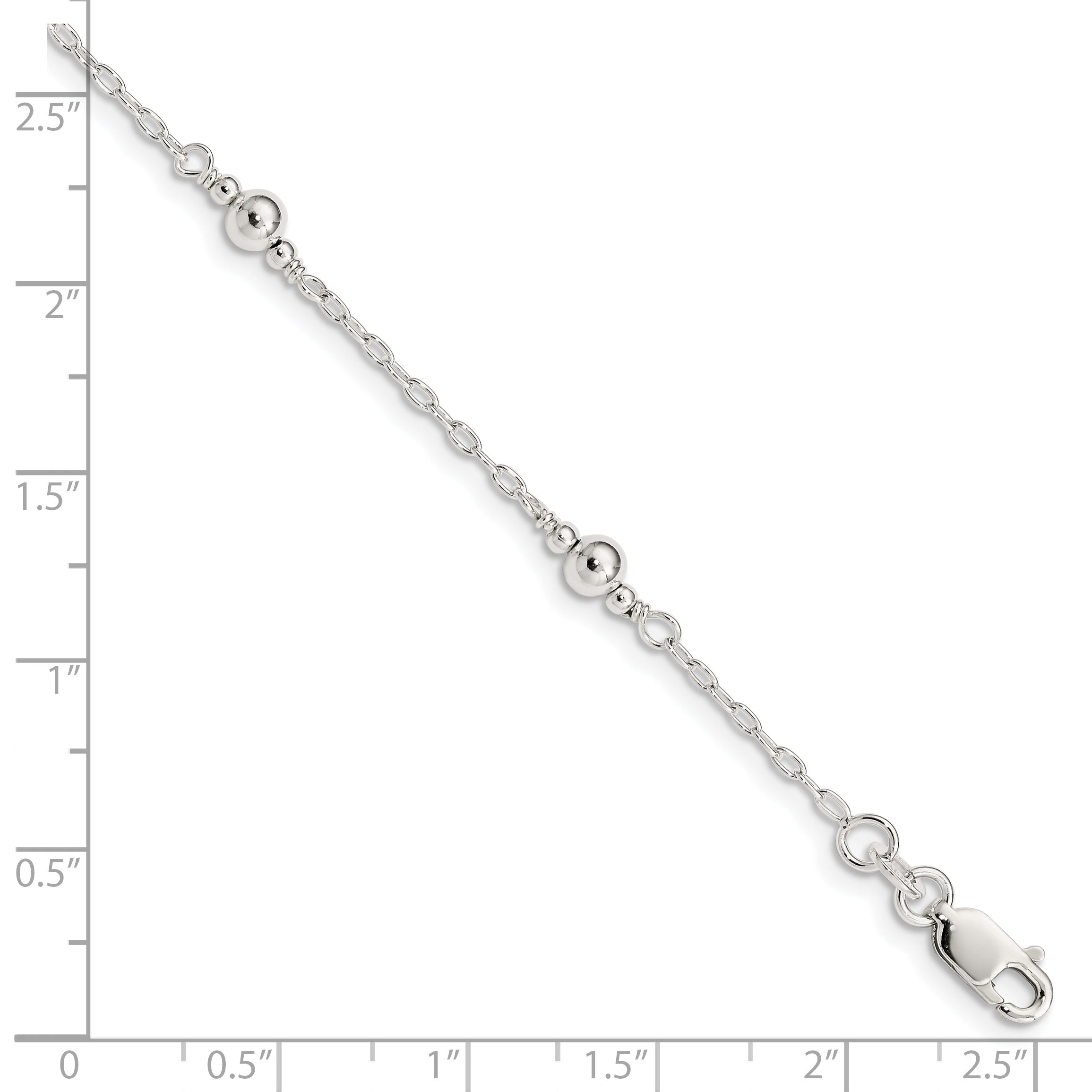 6 Inch Sterling Silver Polished Fancy Bead With 1In Extension Children'S Bracelet