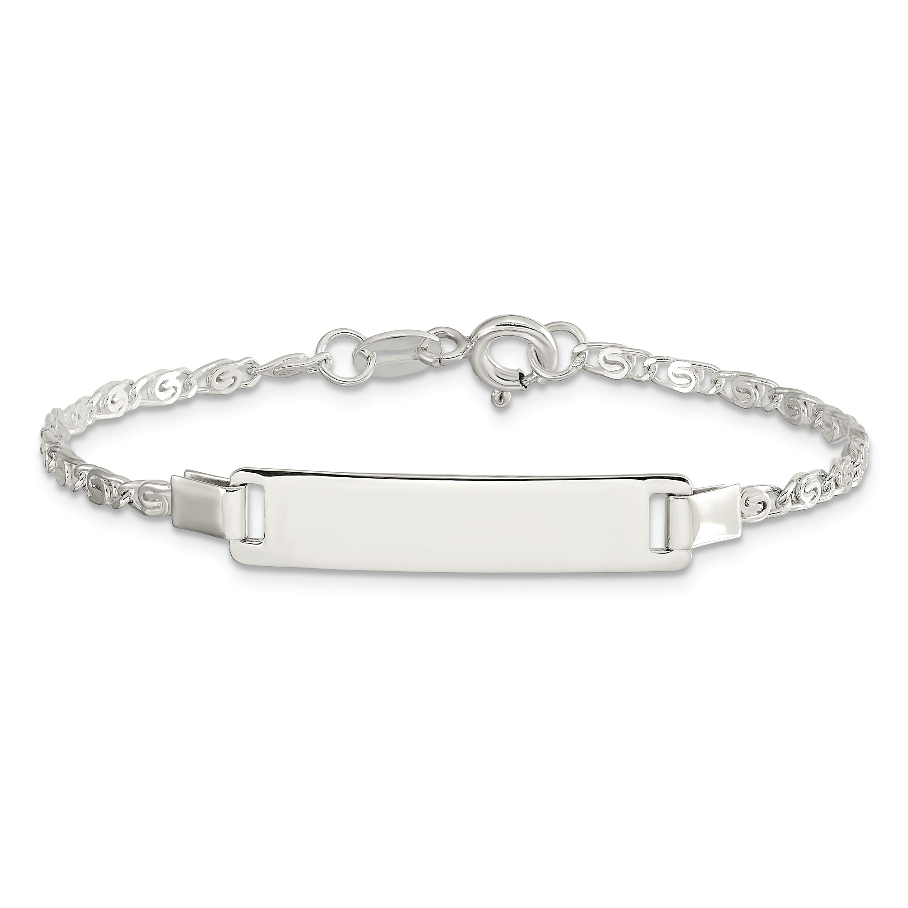 6 Inch Sterling Silver Polished Engraveable Children'S Id Bracelet