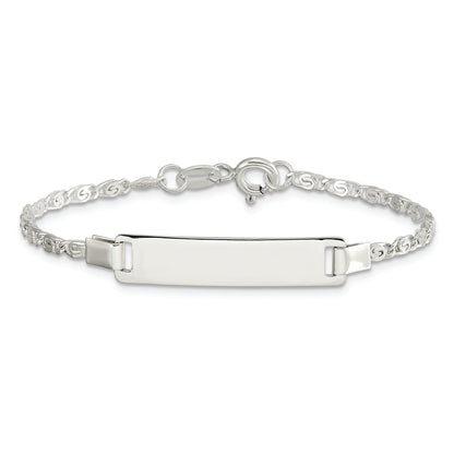 6 Inch Sterling Silver Polished Engraveable Children'S Id Bracelet