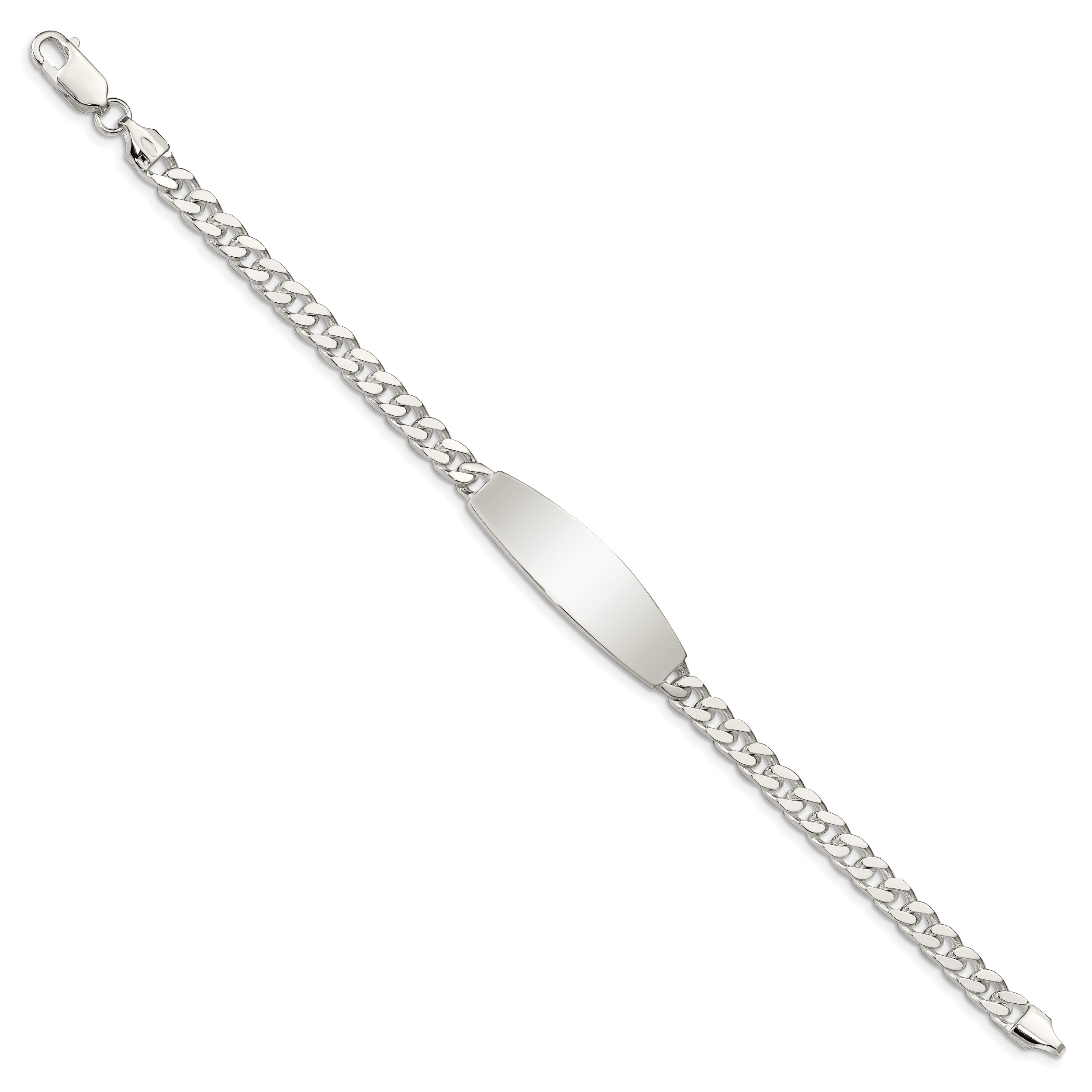 8.5 Inch Sterling Silver Curb Link Id Bracelet