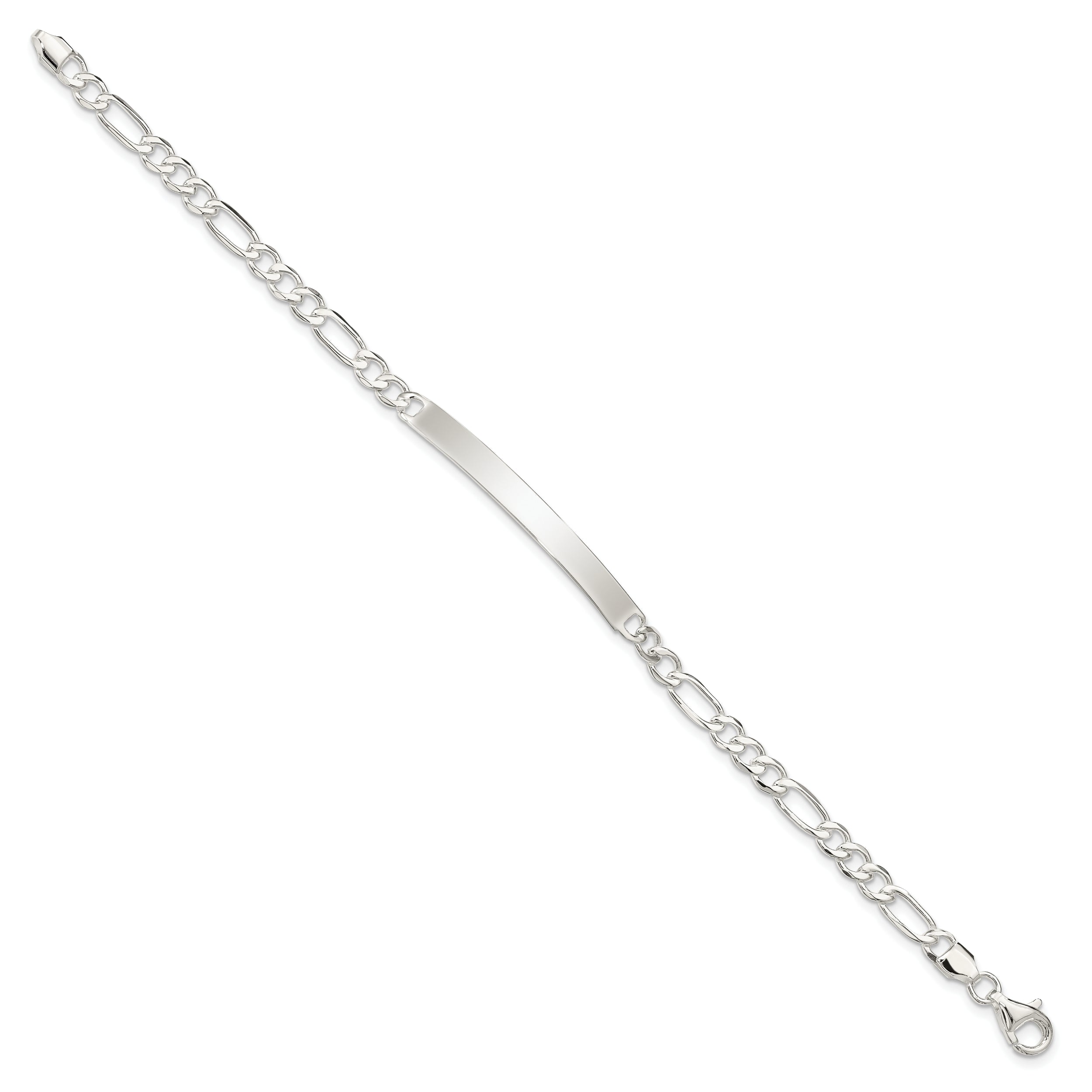 7.5 Inch Sterling Silver Figaro Link Id Bracelet