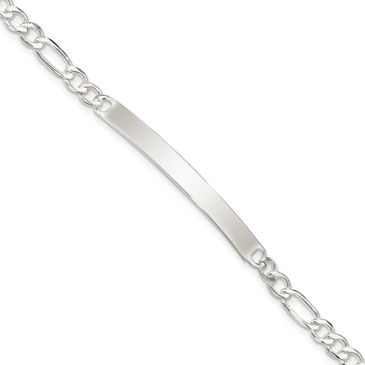 7.5 Inch Sterling Silver Figaro Link Id Bracelet