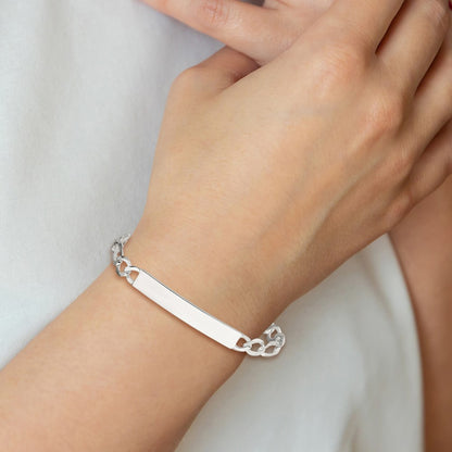 8.5 Inch Sterling Silver Figaro Link Id Bracelet