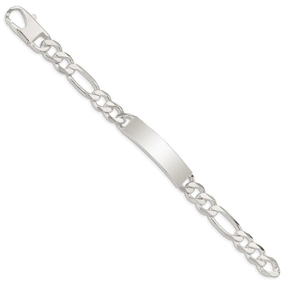 8.5 Inch Sterling Silver Figaro Link Id Bracelet