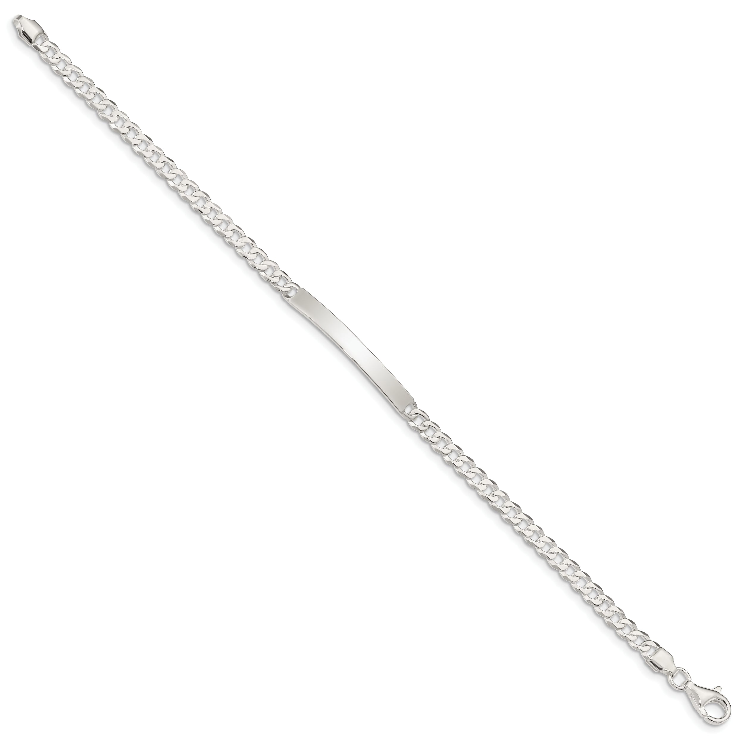 8.5 Inch Sterling Silver Curb Link Id Bracelet