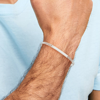 8.5 Inch Sterling Silver Curb Link Id Bracelet