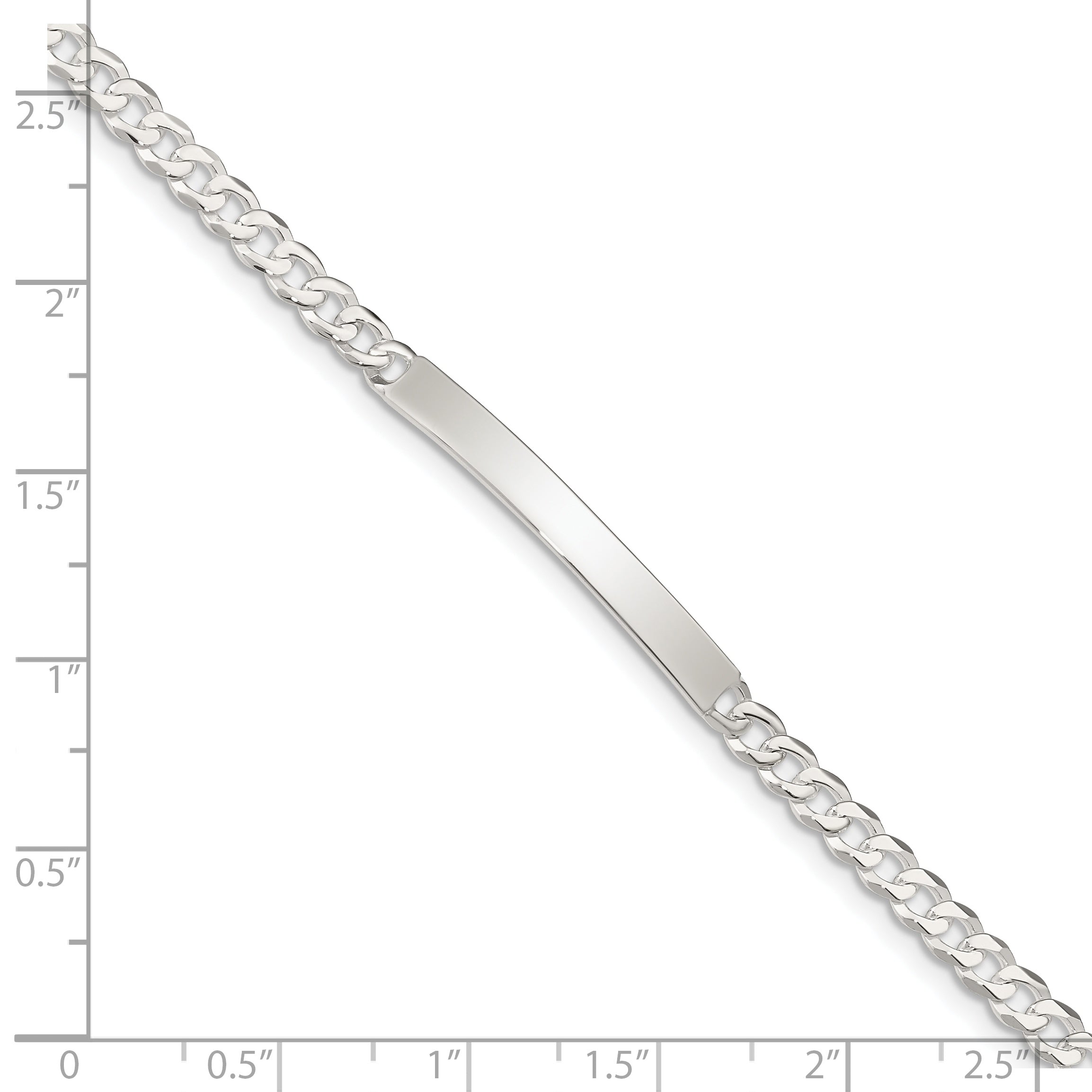 8.5 Inch Sterling Silver Curb Link Id Bracelet