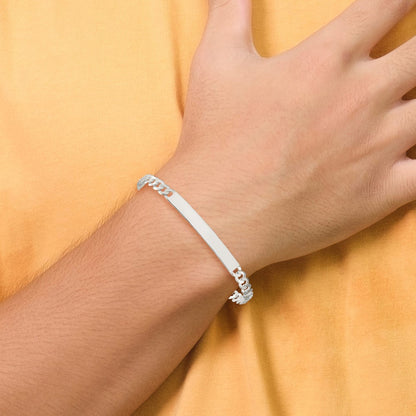 7.5 Inch Sterling Silver Curb Link Id Bracelet