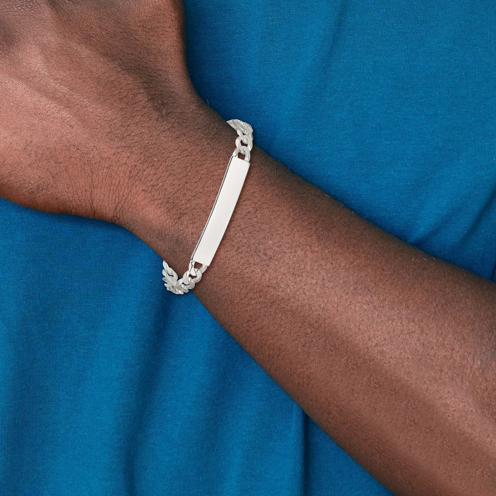 7.5 Inch Sterling Silver Curb Link Id Bracelet