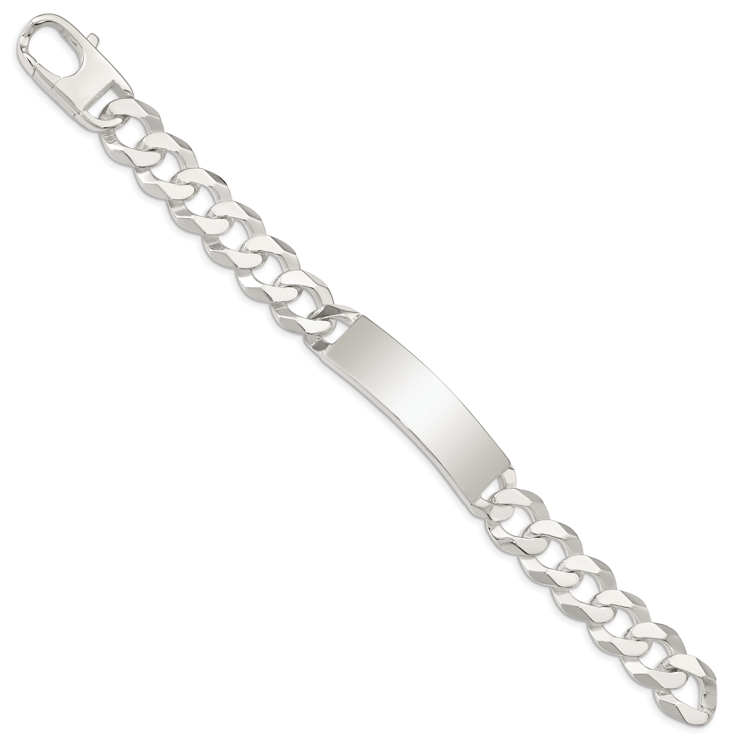 7.5 Inch Sterling Silver Curb Link Id Bracelet