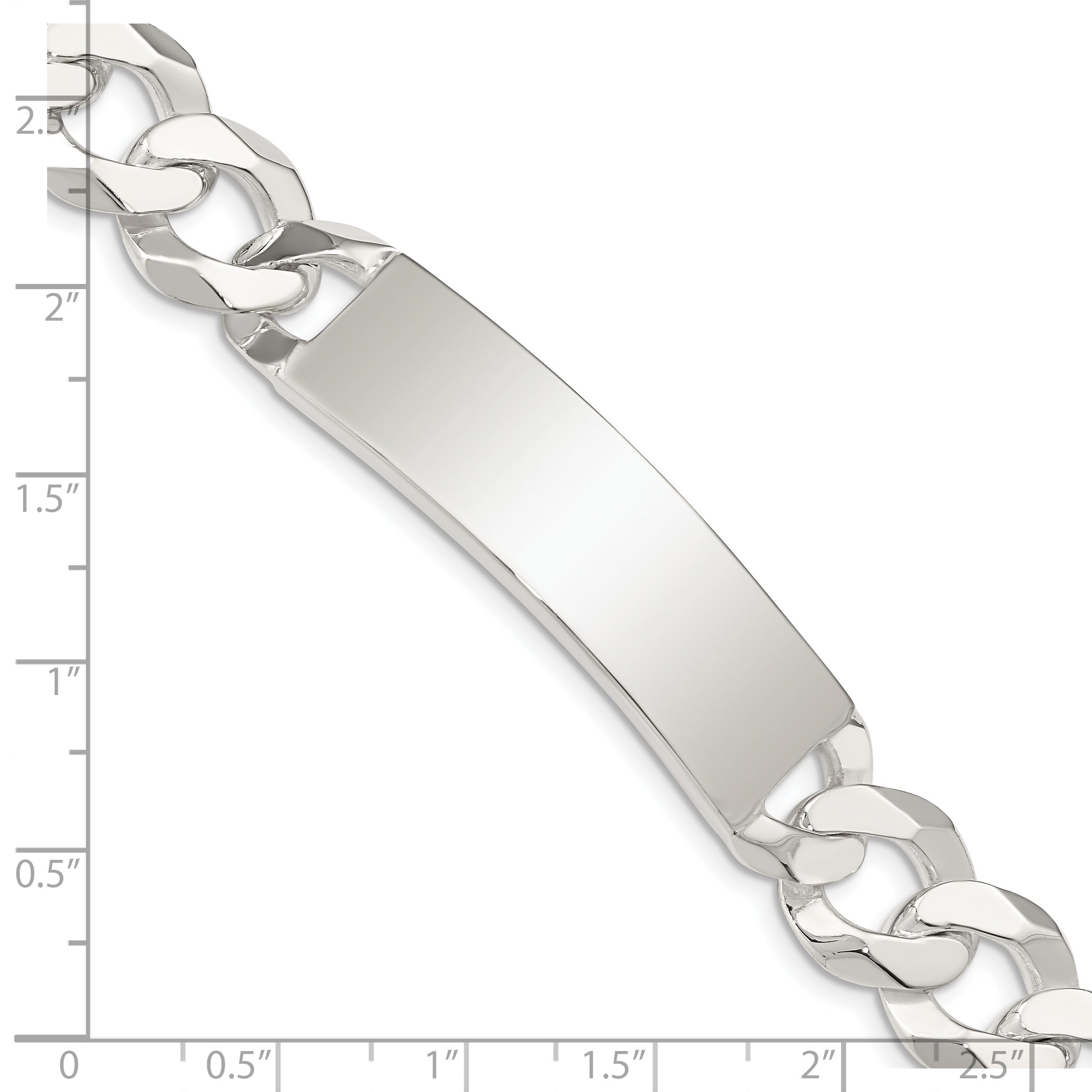 7.5 Inch Sterling Silver Curb Link Id Bracelet