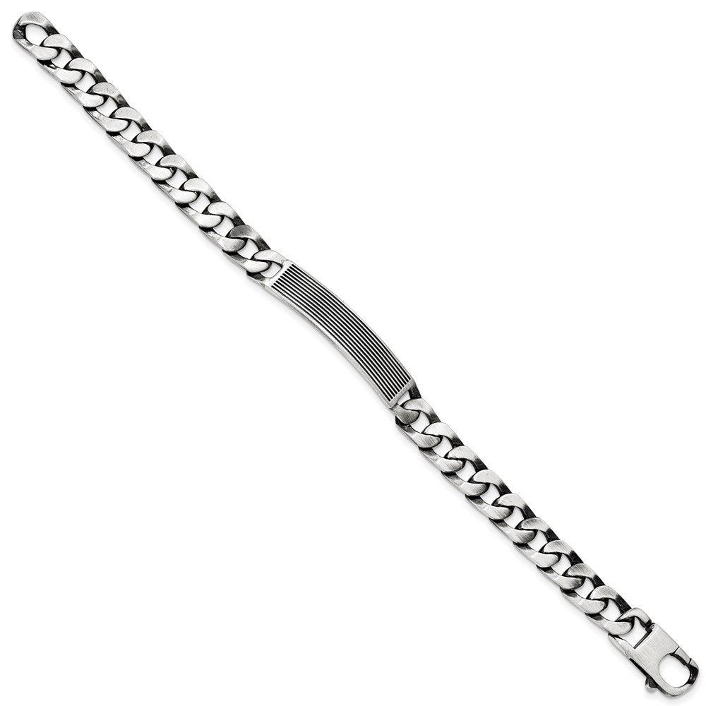 7.5 Inch Sterling Silver Antiqued Satin Id Link Bracelet