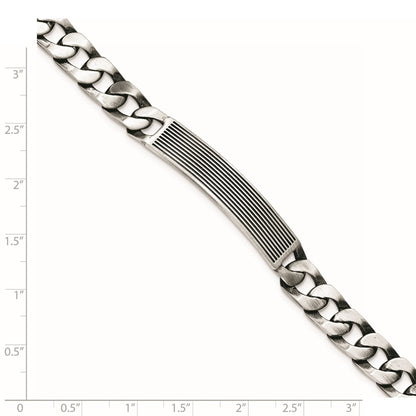 7.5 Inch Sterling Silver Antiqued Satin Id Link Bracelet