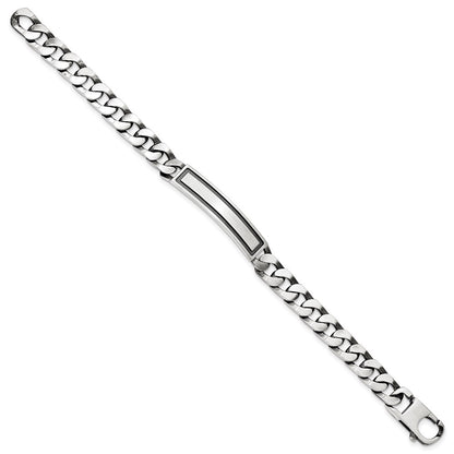 8.5 Inch Sterling Silver Antiqued Satin Curb Link Id Bracelet