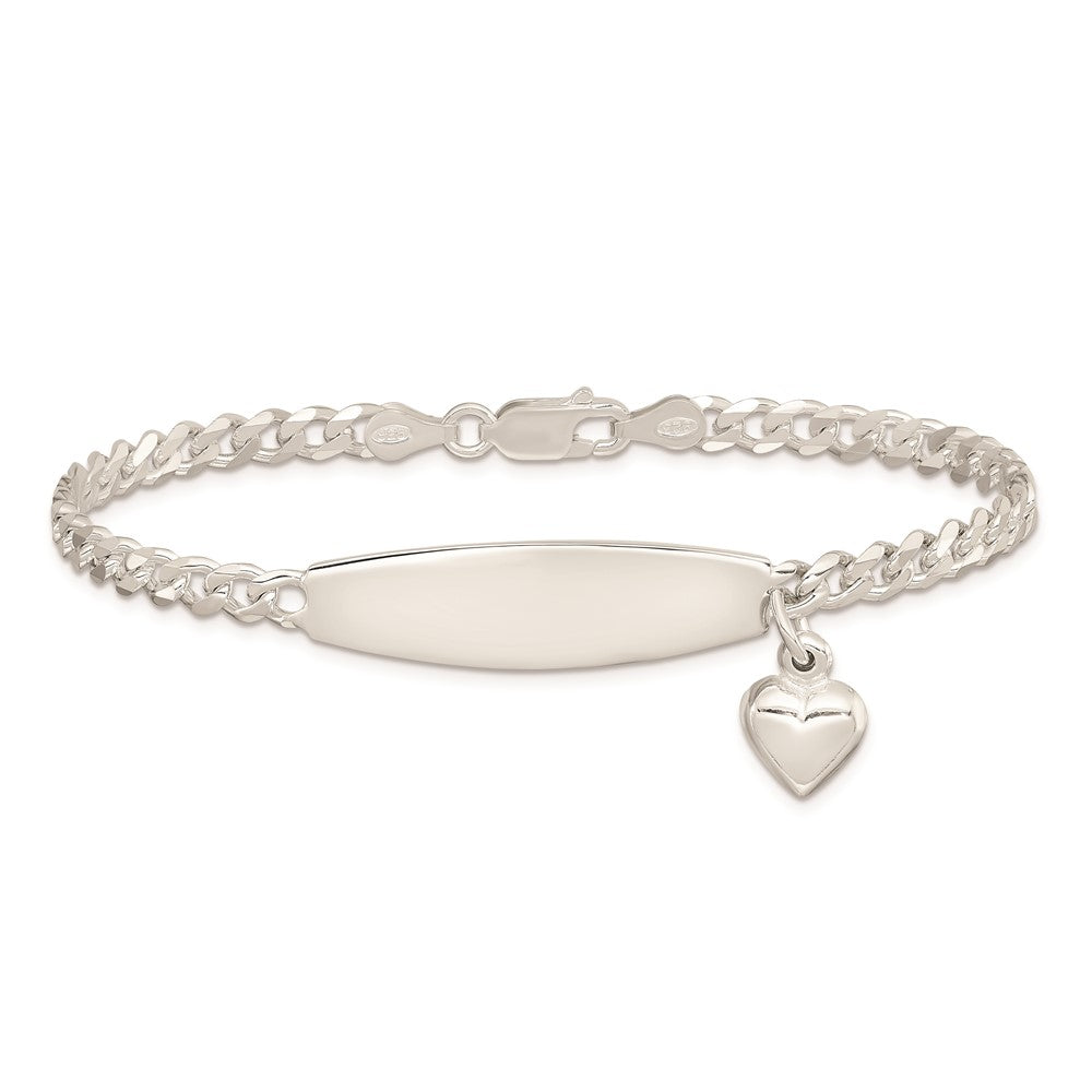 7.5 Inch Sterling Silver W/Heart Charm Id Bracelet