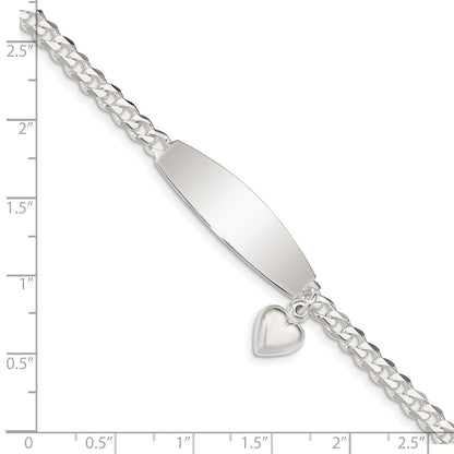 7.5 Inch Sterling Silver W/Heart Charm Id Bracelet
