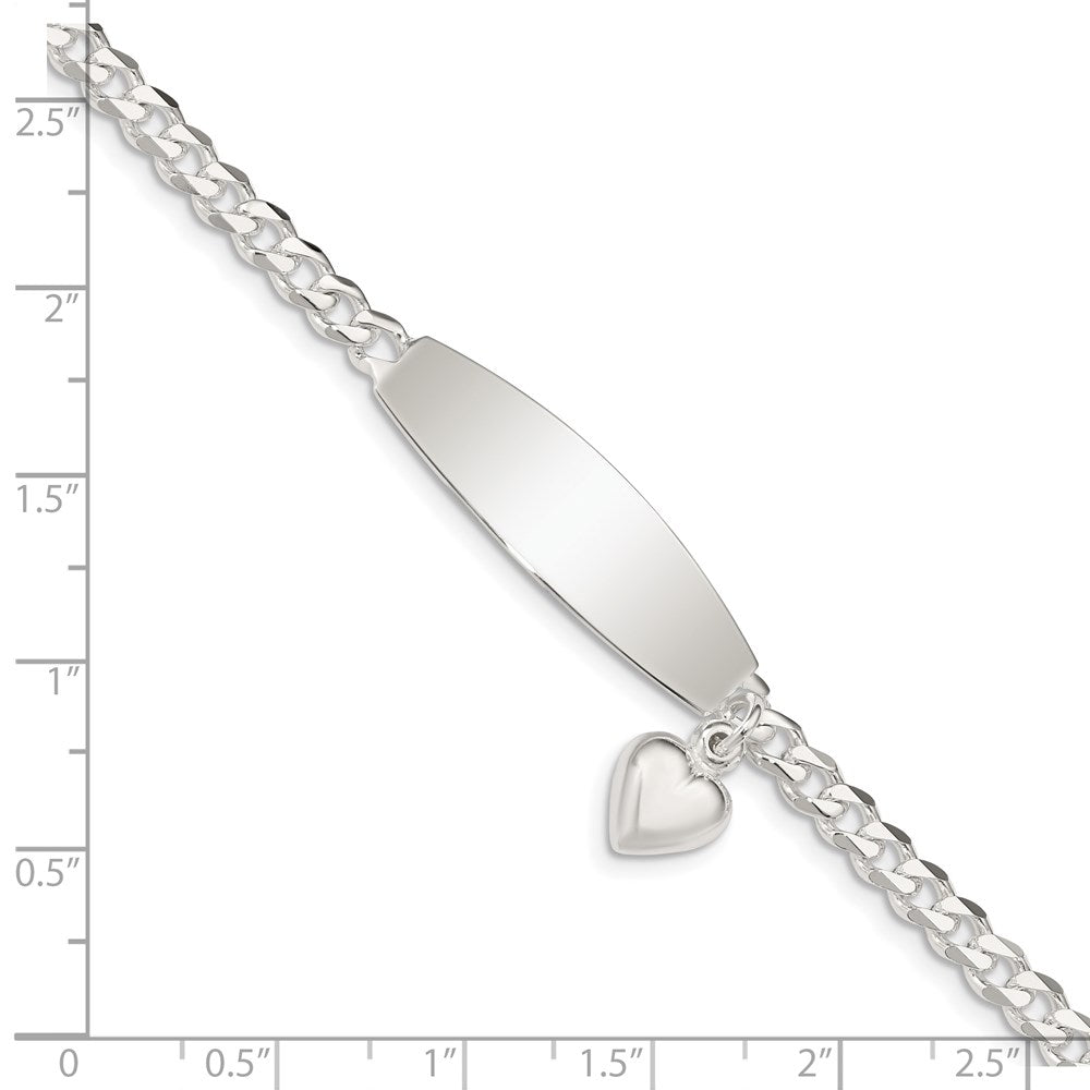 8.5 Inch Sterling Silver W/Heart Charm Id Bracelet