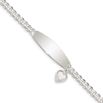 8.5 Inch Sterling Silver W/Heart Charm Id Bracelet