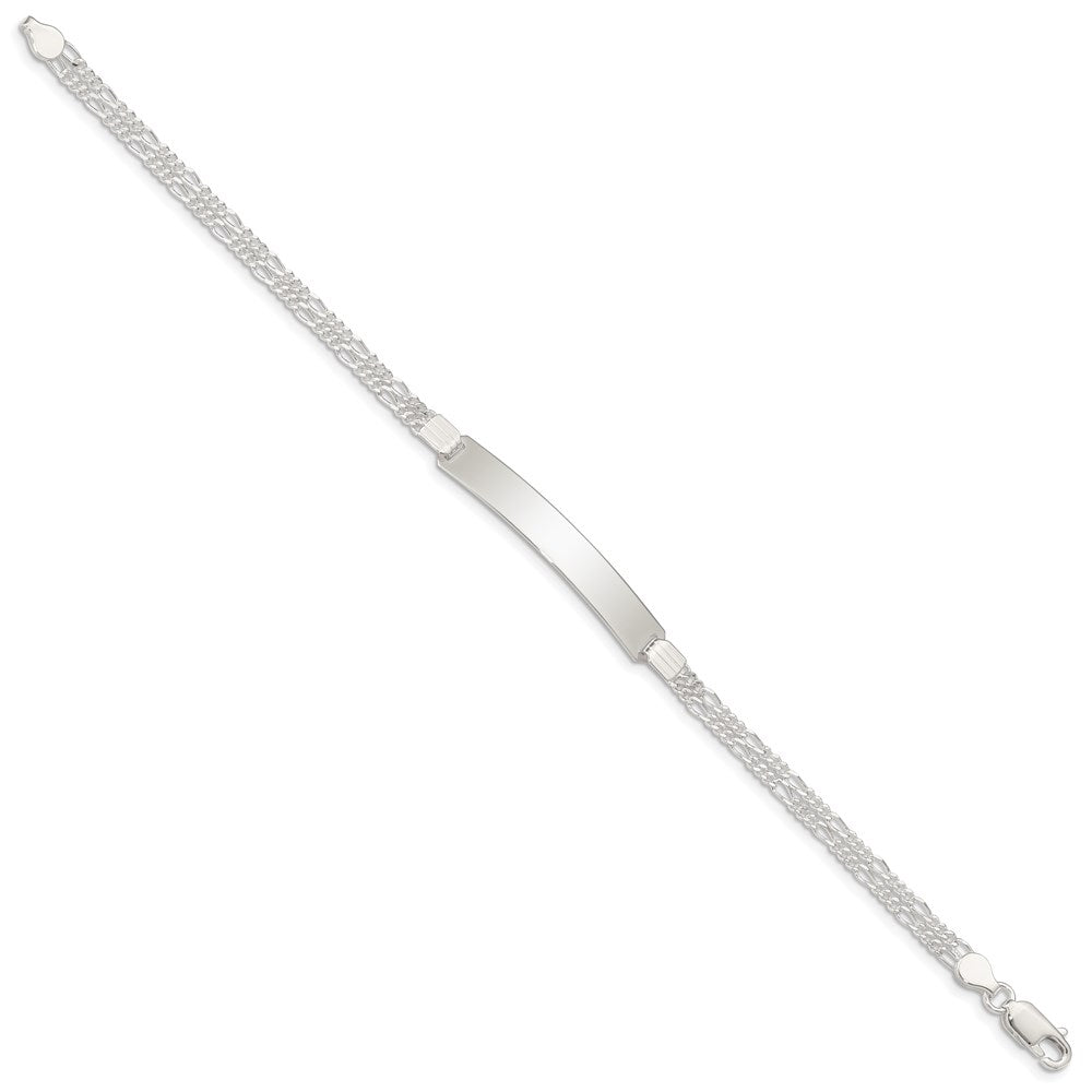 Sterling Silver Double Chain Fancy Link Id Bracelet