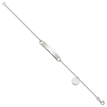 Sterling Silver Polished 7.5 Inch Curb Link Id Bracelet W/Sliding Accent