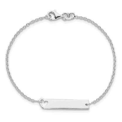 7 Inch Sterling Silver Polished Heart Id 7In Bracelet