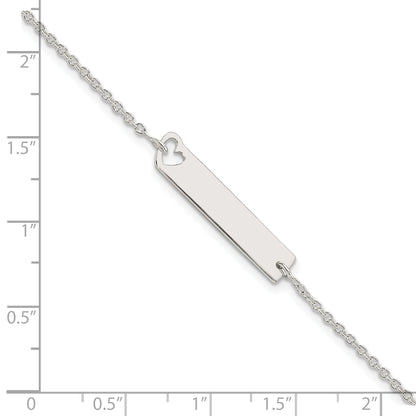 7 Inch Sterling Silver Polished Heart Id 7In Bracelet