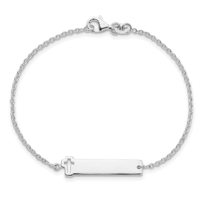 7 Inch Sterling Silver Polished Cross Id 7In Bracelet