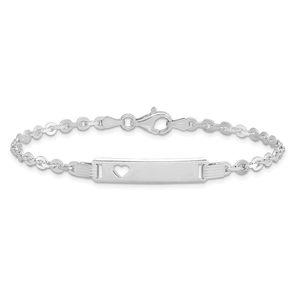 7.5 Inch Sterling Silver Polished Id W/Heart Bracelet