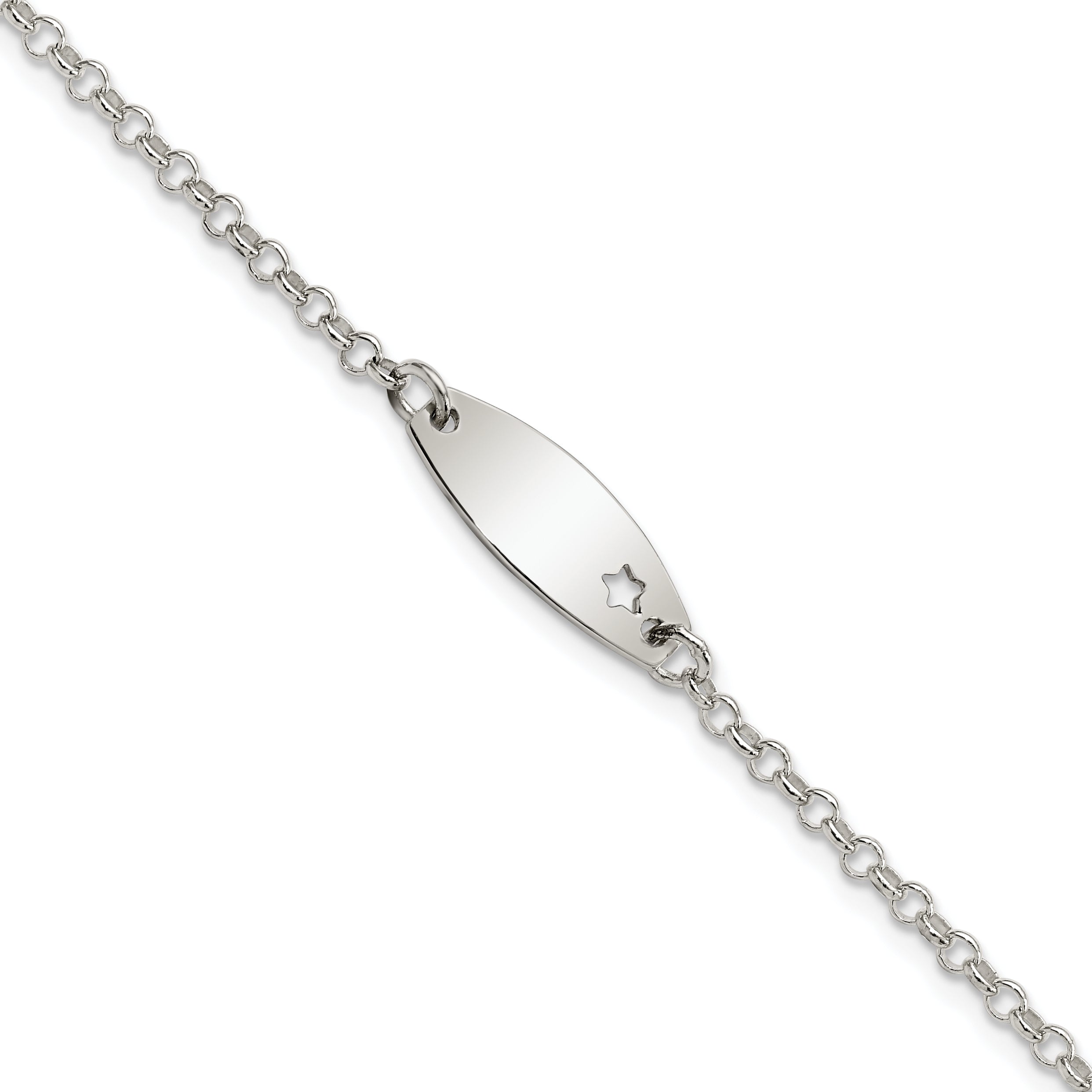 5.5 Inch Sterling Silver Childrens Polished Id With Star Bracelet