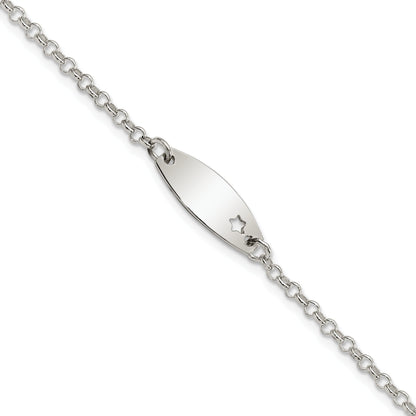 5.5 Inch Sterling Silver Childrens Polished Id With Star Bracelet