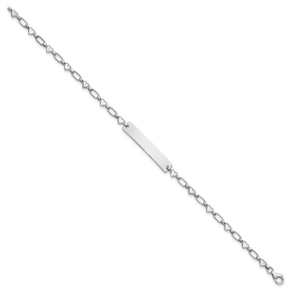 Sterling Silver Rhodium-Plated 7.5 Inch Hearts Id Bracelet