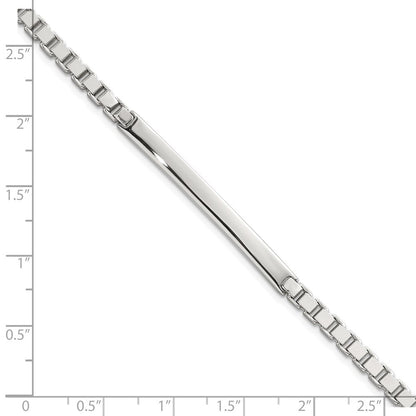 Sterling Silver Polished 3.7mm Box Chain 8 Inch Men's Id/bar Bracelet