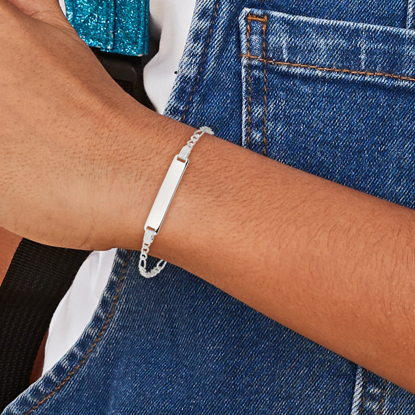 6 Inch Sterling Silver Children'S Id Bracelet