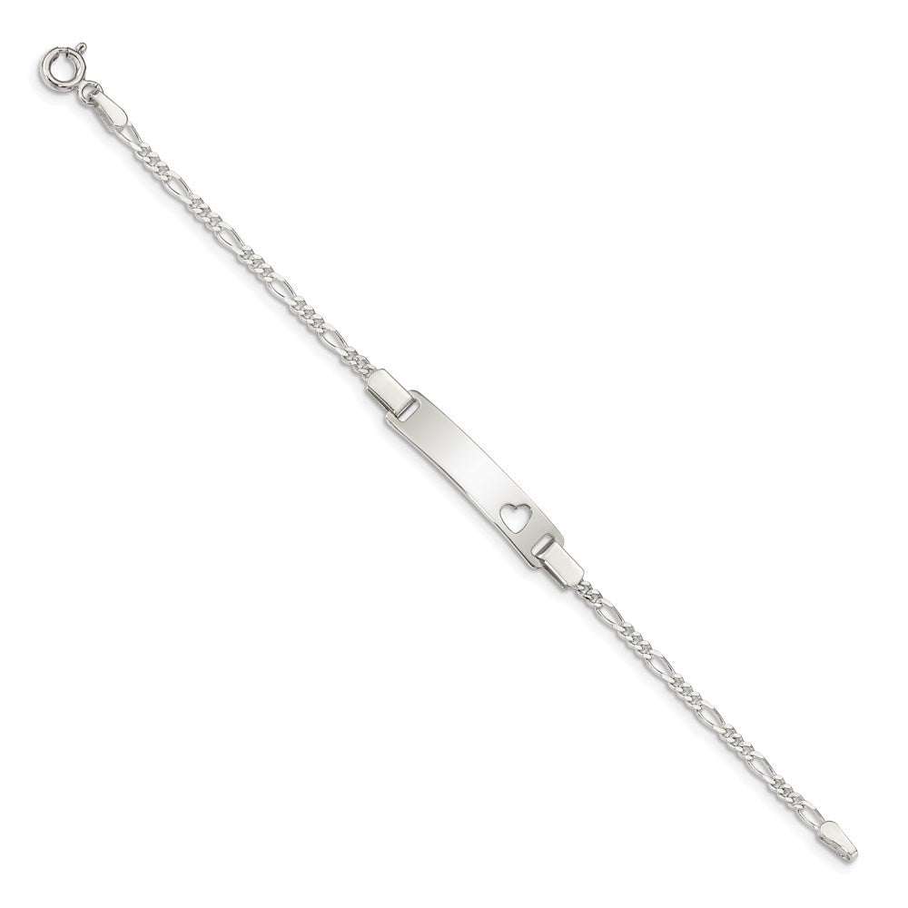 6 Inch Sterling Silver Baby Id With Cut-Out Heart Bracelet