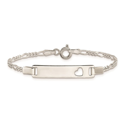5.5 Inch Sterling Silver Baby Id With Cut-Out Heart Bracelet