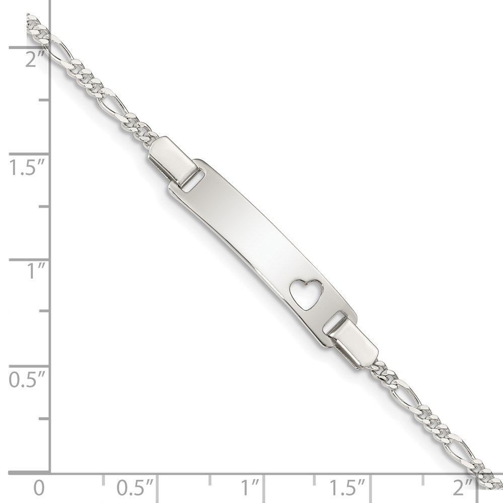 6 Inch Sterling Silver Baby Id With Cut-Out Heart Bracelet