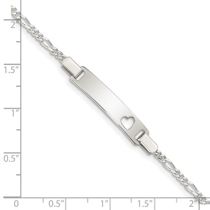 6 Inch Sterling Silver Baby Id With Cut-Out Heart Bracelet